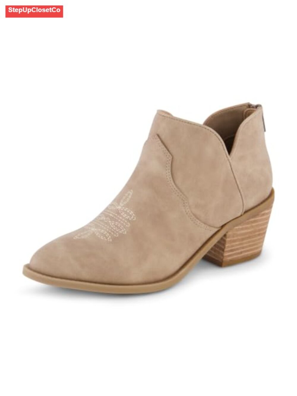 Women's Pointed Toe Cowboy Ankle Booties with Block Heel